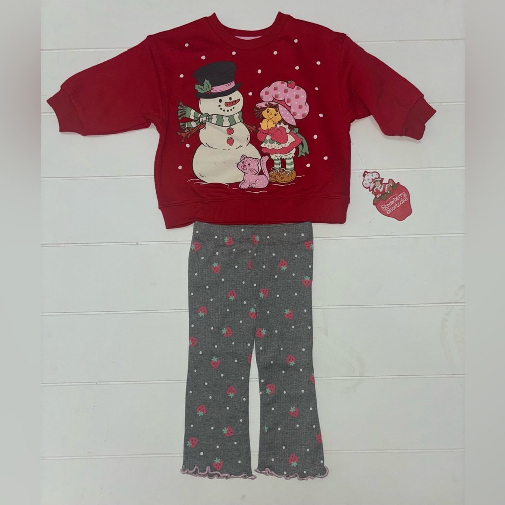 80’s Style Strawberry Shortcake Snowman 2 Piece Sweatshirt Leggings pant set